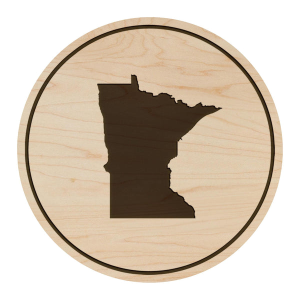 Minnesota State Map Coaster - Crafted from Cherry or Maple Wood