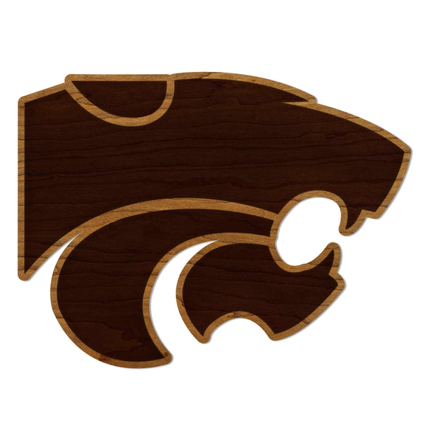 Kansas State University Wildcat Logo Wall Hanging - Crafted from Cherry or Maple Wood - Kansas State Wildcats