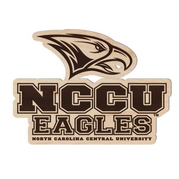 North Carolina Central University Eagle Wordmark Magnet - Crafted from Cherry or Maple Wood - NCCU Eagles