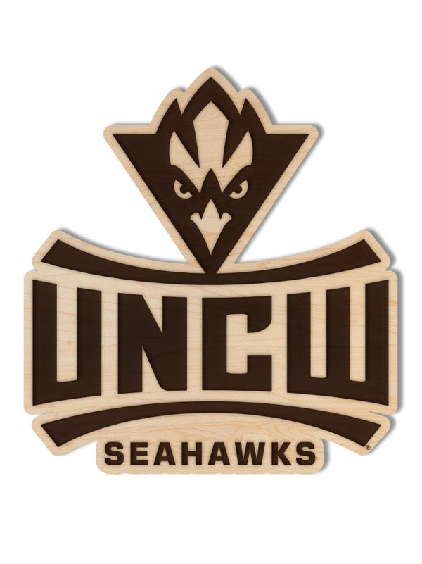 University of North Carolina at Wilmington Logo Wall Hanging – Crafted from Cherry and  Maple Wood - UNCW Seahawks