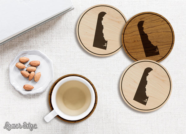 Delaware State Map Coaster - Crafted from Cherry or Maple Wood
