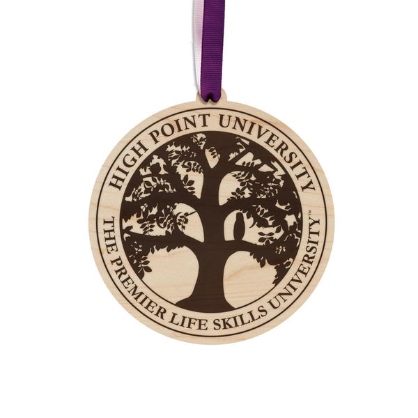 High Point University Seal Ornament – Crafted from Cherry Wood or Maple Wood – High Point Panthers