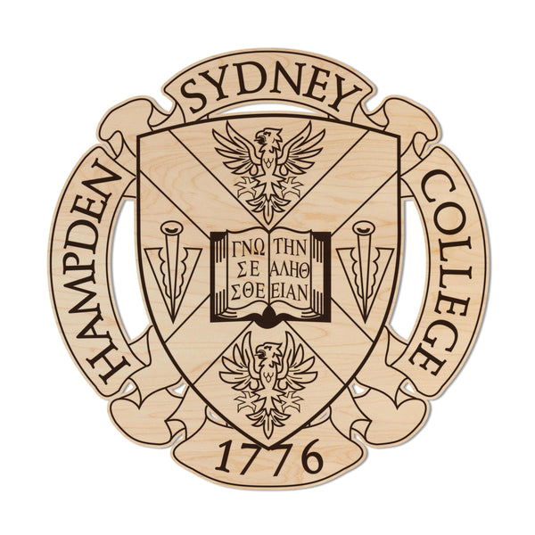 Hampden-Sydney College Seal Wall Hanging - Crafted from Cherry and Maple Wood - Hampden-Sydney College