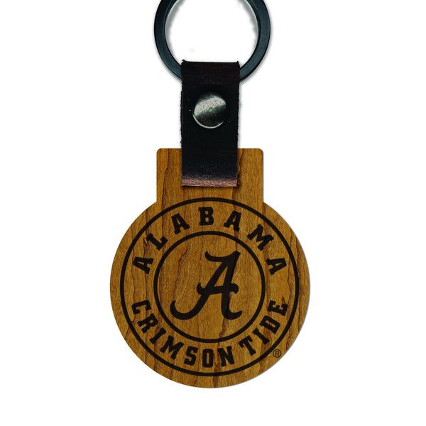 Alabama Crimson Tide Wooden Keychain – Crafted from Cherry or Maple Wood