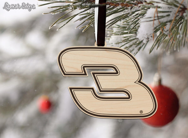 Stylized #3 Wooden Ornament  | Crafted from Cherry and Maple Wood | Made in USA | Officially Licensed by Richard Childress Racing