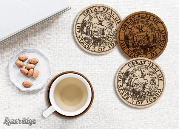 Idaho State Flag Coaster - Crafted from Cherry or Maple Wood