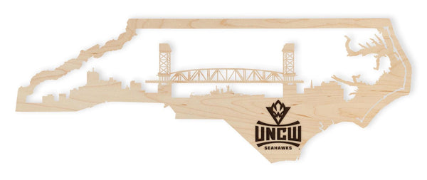 University of North Carolina at Wilmington Skyline Wall Hanging – Crafted from Cherry and  Maple Wood - UNCW Seahawks