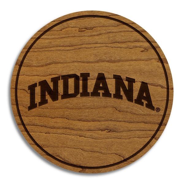 Indiana University Wordmark Coaster – Crafted from Cherry or Maple Wood – Indiana Hoosiers