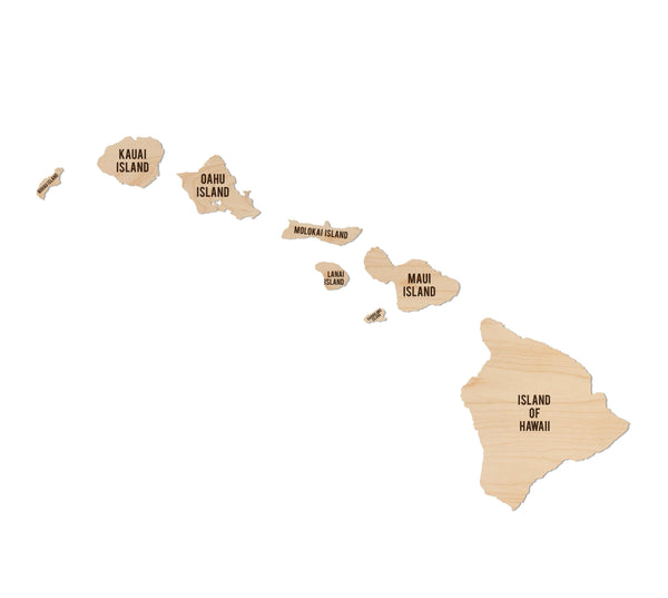 Hawaii County Map Wall Hanging - Crafted from Cherry or Maple Wood