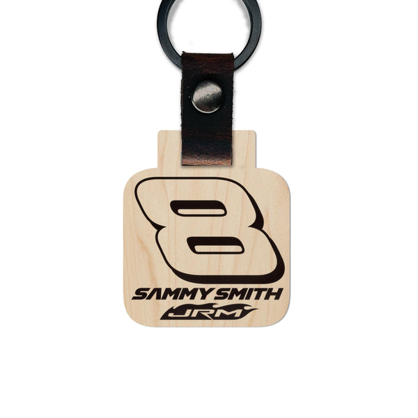 Sammy Smith #8 Wooden Keychain  | Crafted from Cherry and Maple Wood | Made in USA | Officially Licensed by JR Motorsports