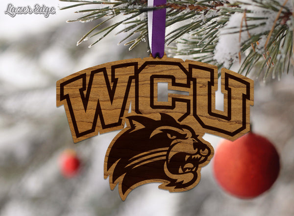 Western Carolina University Catamounts Ornament – Crafted from Cherry and Maple Wood - WCU Catamounts