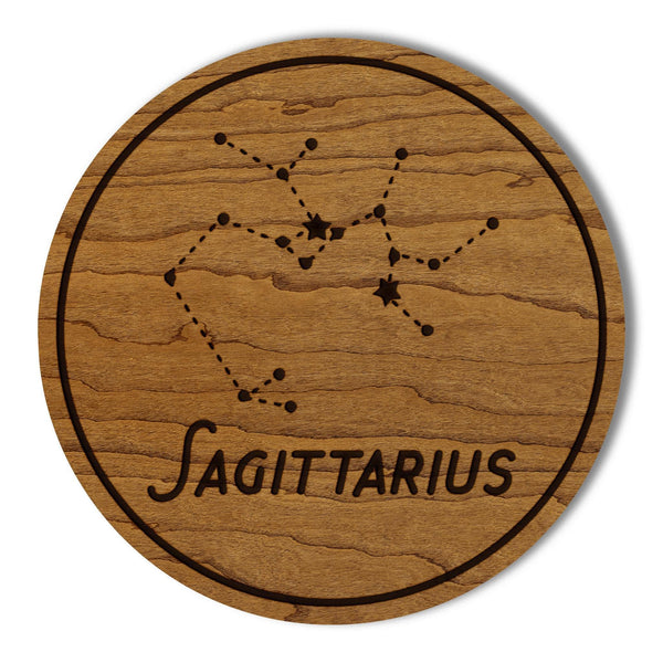 Sagittarius Constellation Zodiac Coaster – Crafted from Cherry or Maple Wood