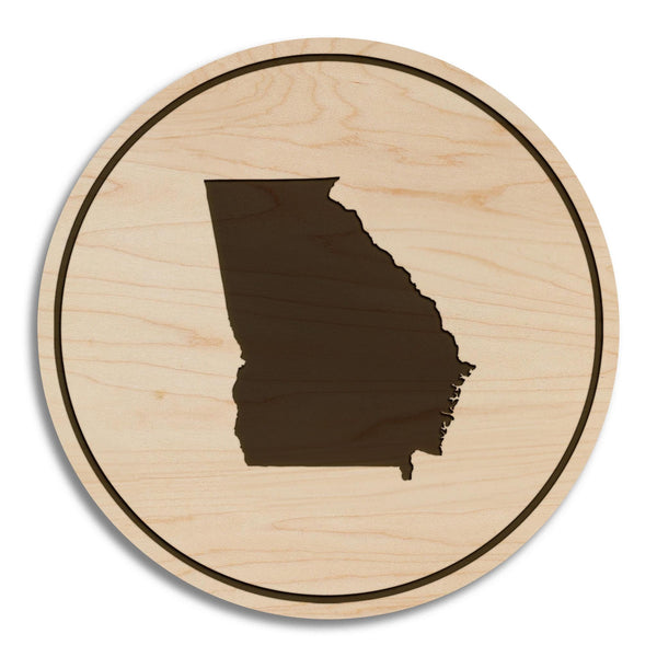 Georgia State Map Coaster - Crafted from Cherry or Maple Wood