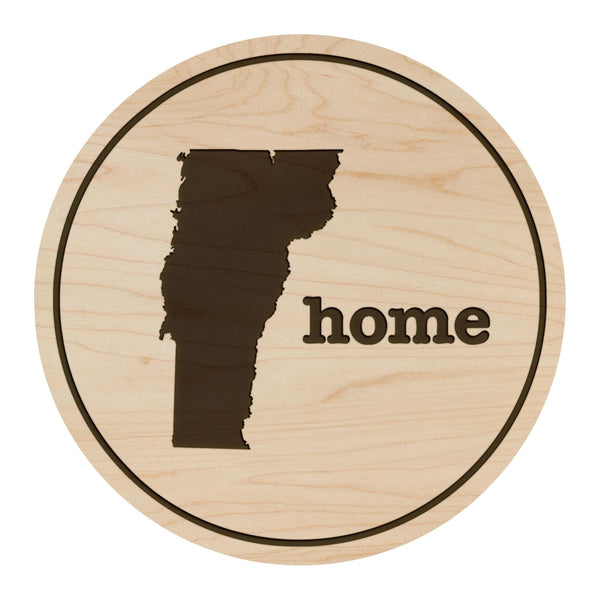 Vermont Home State Map Coaster - Crafted from Cherry or Maple Wood
