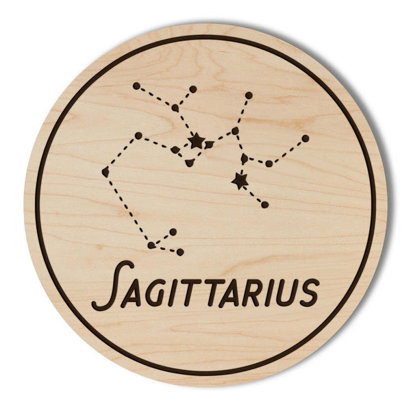 Sagittarius Constellation Zodiac Coaster – Crafted from Cherry or Maple Wood