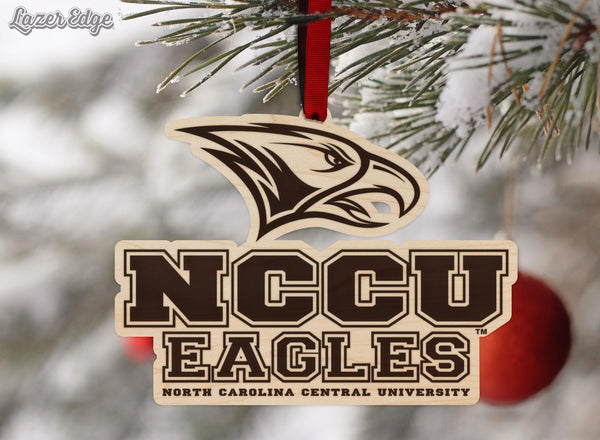 North Carolina Central University Eagles Ornament – Crafted from Cherry and Maple Wood – NCCU Eagles