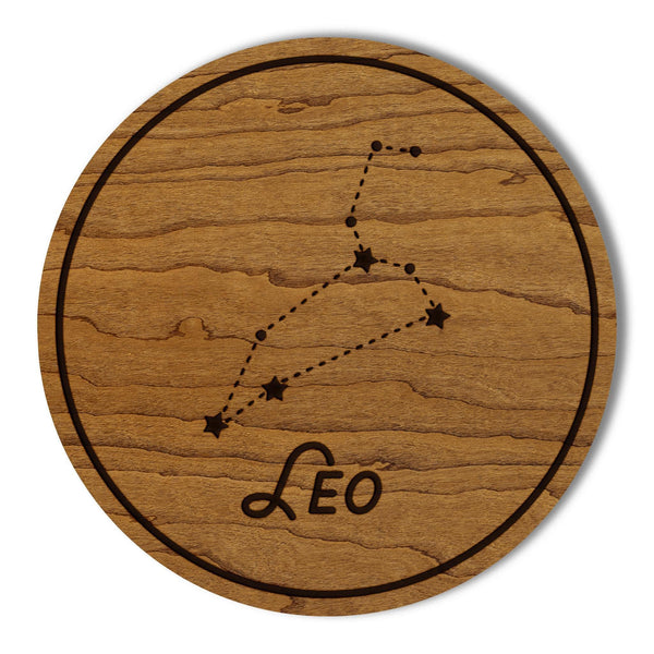 Leo Constellation Zodiac Coaster – Crafted from Cherry or Maple Wood
