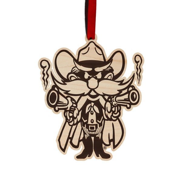 Texas Tech University Pistol Pete Ornament – Crafted from Cherry and Maple Wood – Texas Tech Red Raiders