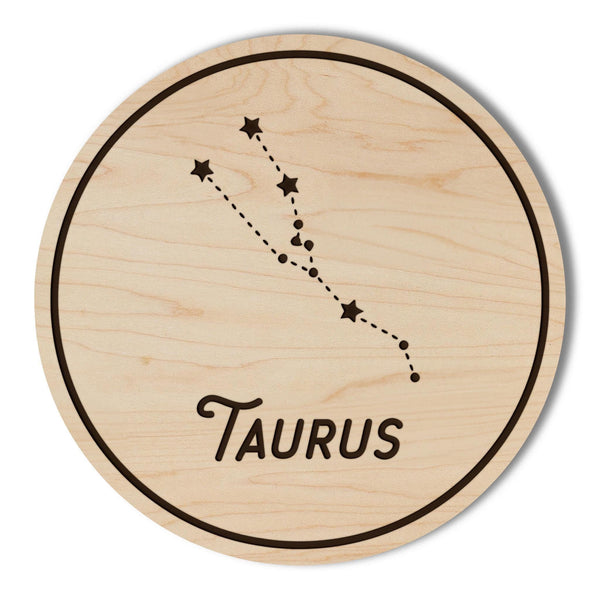 Taurus Constellation Zodiac Coaster – Crafted from Cherry or Maple Wood