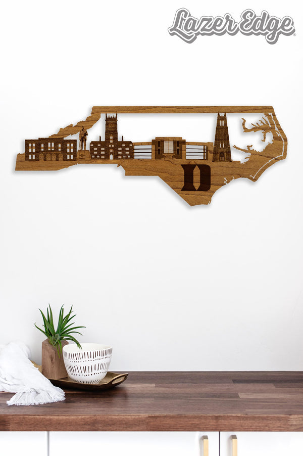 Duke University Skyline Wall Hanging - Crafted from Cherry and Maple Wood - Duke Blue Devils