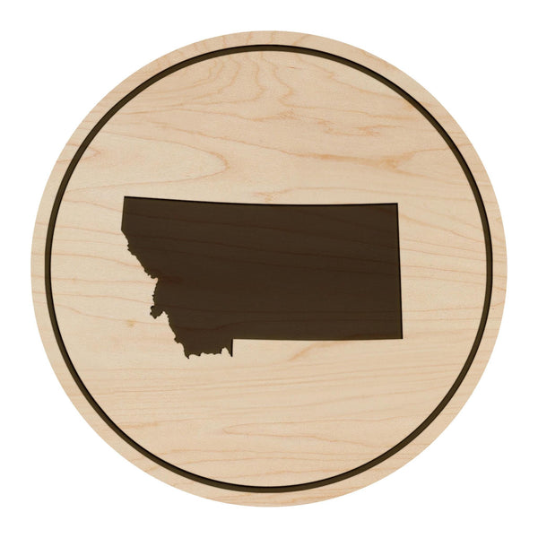 Montana State Map Coaster - Crafted from Cherry or Maple Wood