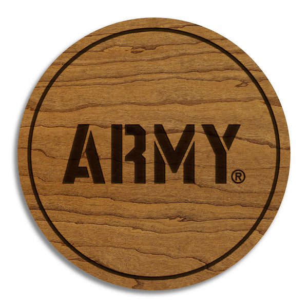 West Point University Army Wordmark Coaster – Crafted from Cherry or Maple Wood – West Point Black Knights