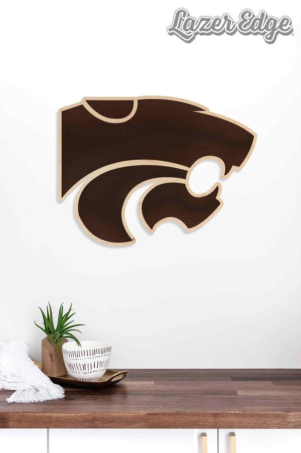 Kansas State University Wildcat Logo Wall Hanging - Crafted from Cherry or Maple Wood - Kansas State Wildcats