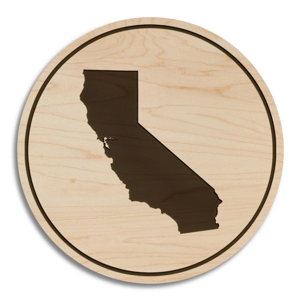 California State Map Coaster - Crafted from Cherry or Maple Wood