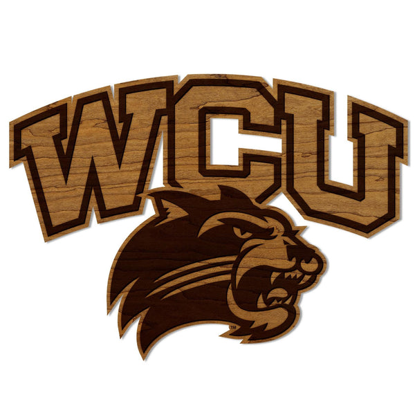 Western Carolina University WCU Logo Wall Hanging - Crafted from Cherry and Maple Wood - Western Carolina Catamounts