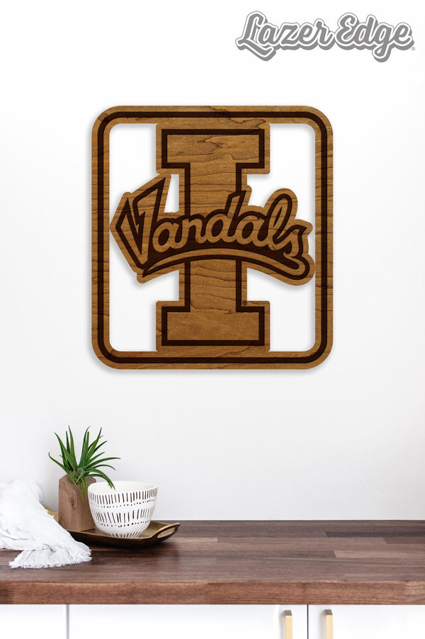 University of Idaho Vandals Cutout Wall Hanging - Crafted from Cherry and Maple Wood - University of Idaho Vandals