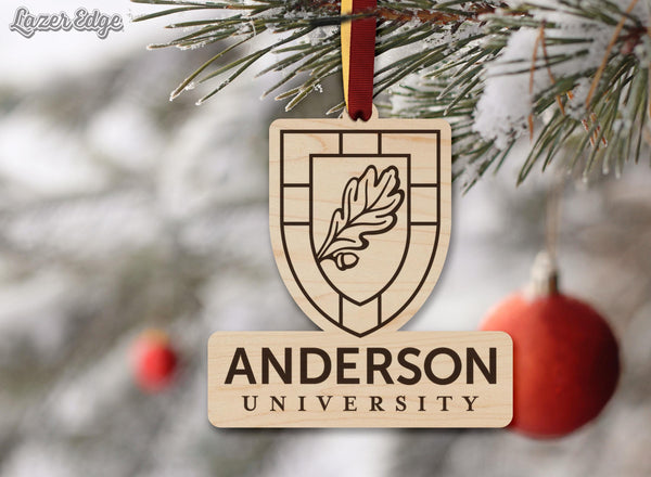 Anderson University Institutional Mark Ornament – Crafted from Cherry and Maple Wood – Anderson Trojans