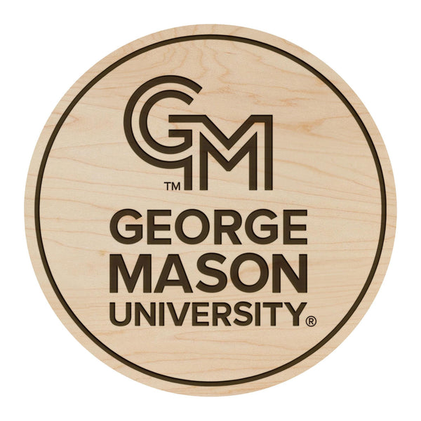 George Mason University Primary Mark Coaster – Crafted from Cherry or Maple Wood – George Mason Patriots