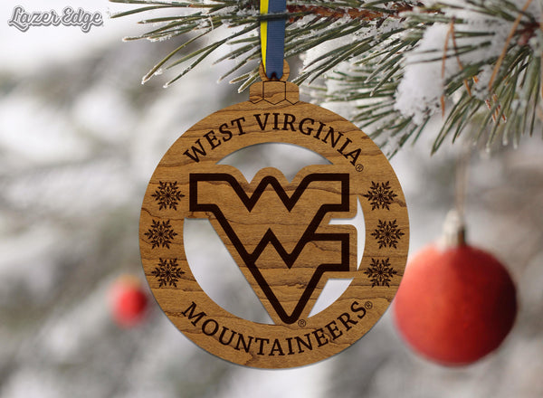 West Virginia University Mountaineers Cutout Ornament – Crafted from Cherry and Maple Wood – West Virginia Mountaineers