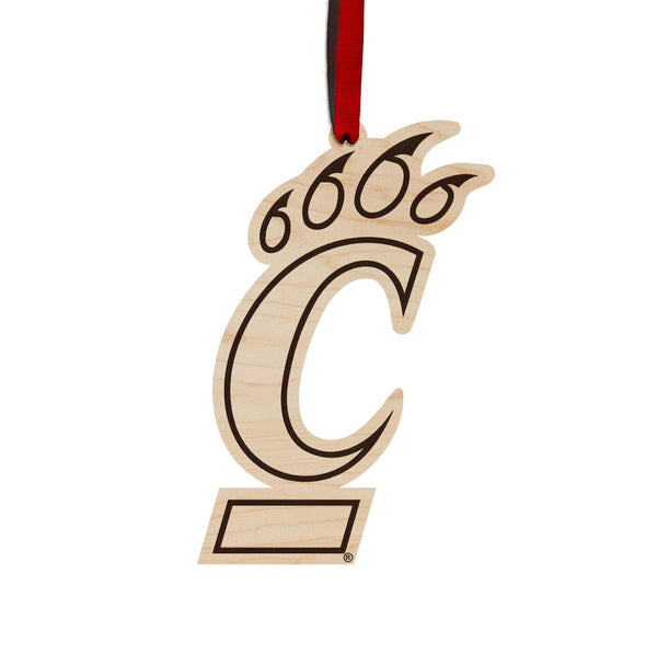 University of Cincinnati Bearcat Ornament – Crafted from Cherry and Maple Wood – Cincinnati Bearcats
