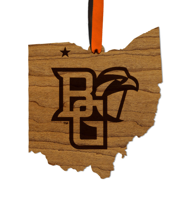 Bowling Green State University Falcons Ornament – Crafted from Cherry and Maple Wood – BGSU Falcons
