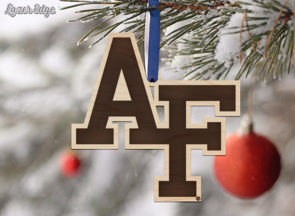 Air Force Academy Logo Ornament – Crafted from Cherry and Maple Wood – Air Force Falcons