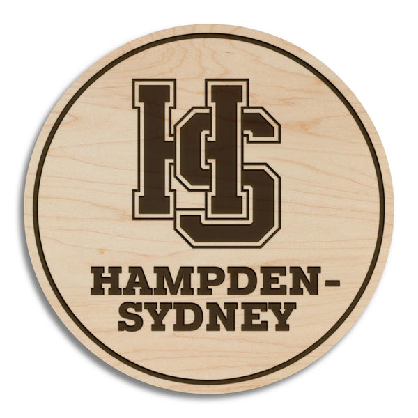Hampden-Sydney College Wordmark Coaster – Crafted from Cherry or Maple Wood – Hampden-Sydney Tigers
