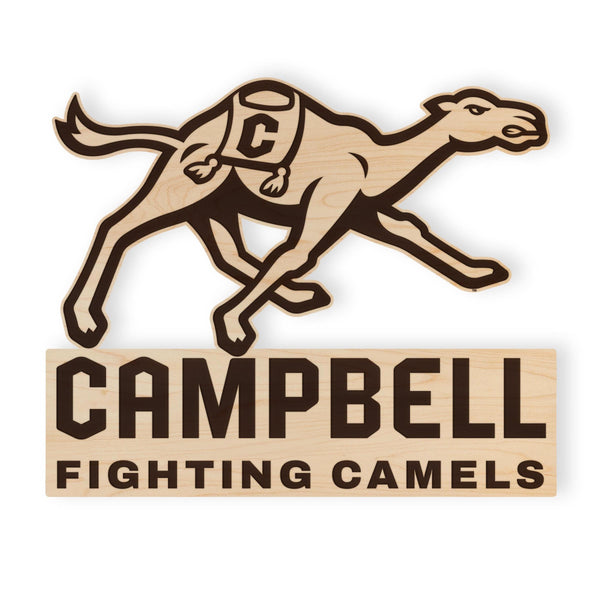 Campbell University Fighting Camels Wall Hanging - Crafted from Cherry or Maple Wood - Campbell Camels