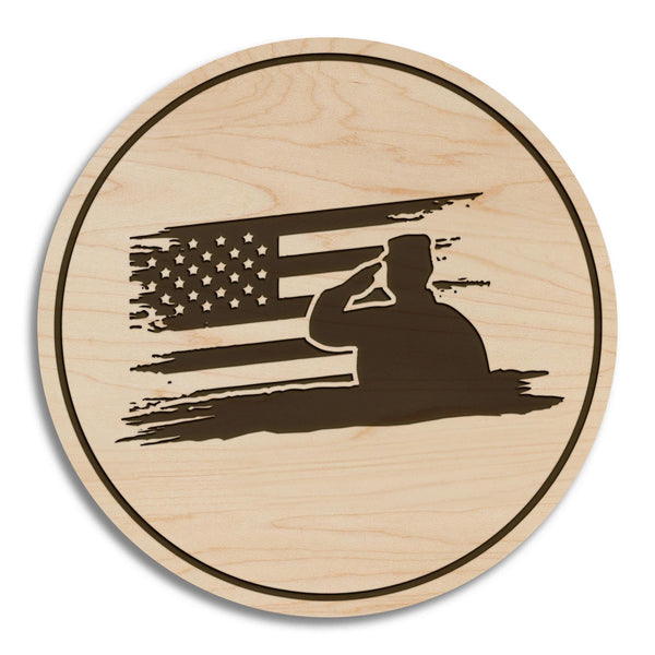 United States Military Salute Coaster - Crafted from Cherry or Maple Wood