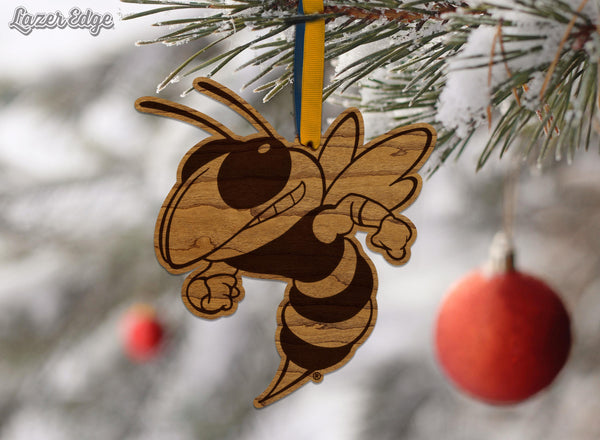 Georgia Tech Yellow Jacket Ornament - Crafted from Cherry or Maple Wood - Georgia Tech Yellow Jackets