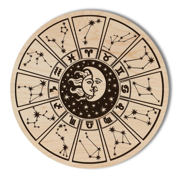Zodiac Wheel Coaster – Crafted from Cherry or Maple Wood
