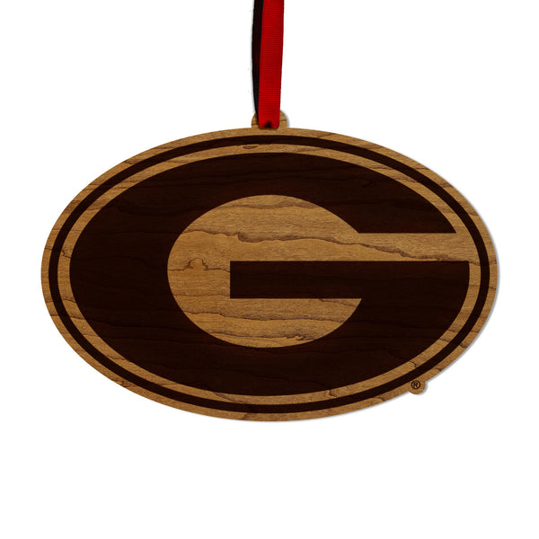 University of Georgia Athletic Logo Ornament - Crafted from Cherry or Maple Wood - Georgia Bulldogs