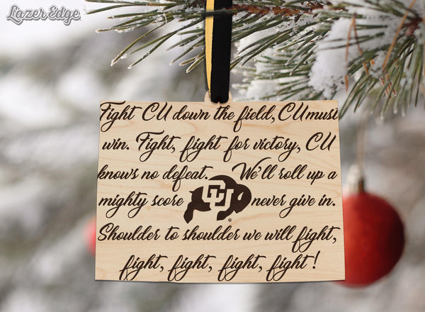 University of Colorado Fight Song Ornament – Crafted from Cherry and Maple Wood – Colorado Buffaloes
