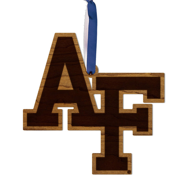 Air Force Academy Logo Ornament – Crafted from Cherry and Maple Wood – Air Force Falcons