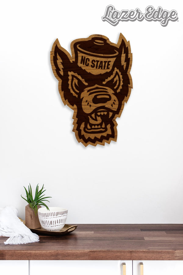 North Carolina State University Tuffy Wall Hanging - Crafted from Cherry or Maple Wood - NC State Wolfpack