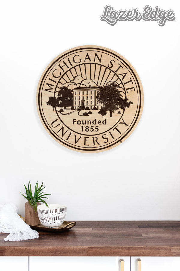 Michigan State University Seal Wall Hanging - Crafted from Cherry or Maple Wood - Michigan State Spartans