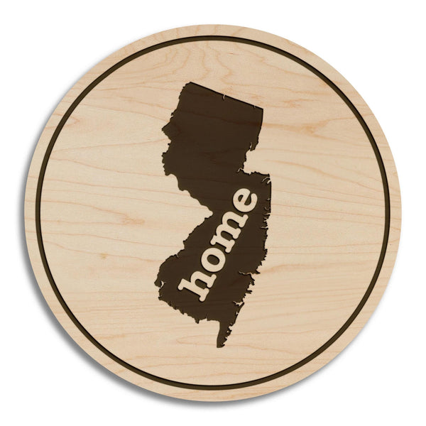 New Jersey Home State Map Coaster - Crafted from Cherry or Maple Wood