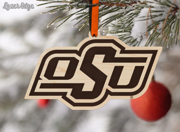 Oklahoma State OSU Ornament – Crafted from Cherry and Maple Wood – OSU Cowboys
