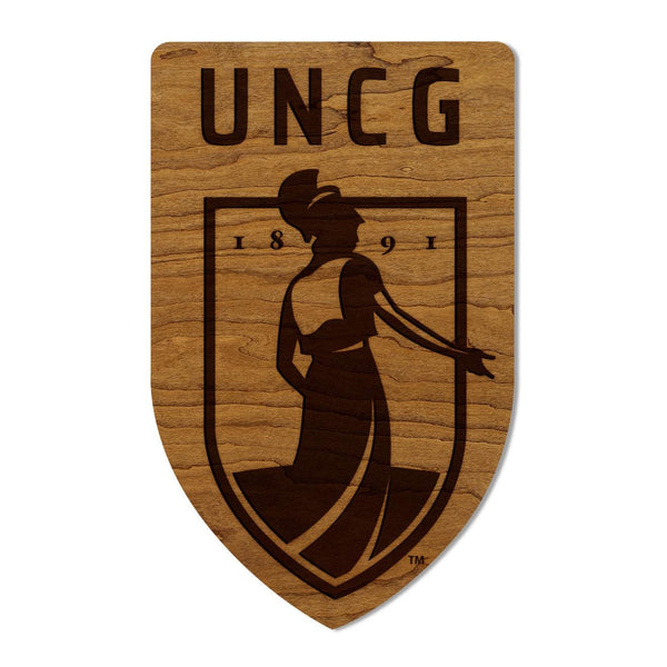 University of North Carolina Greensboro Academic Logo Wall Hanging – Crafted from Cherry and  Maple Wood - UNCG Spartans