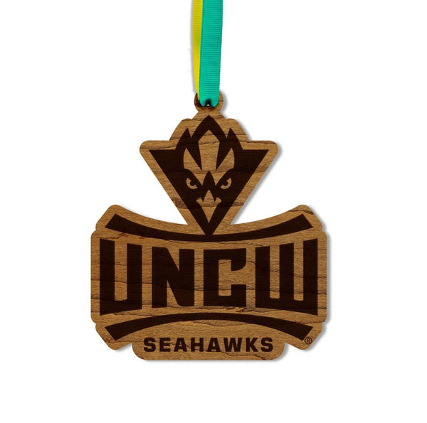 University of North Carolina Wilmington Seahawks Ornament – Crafted from Cherry and Maple Wood – UNCW Seahawks